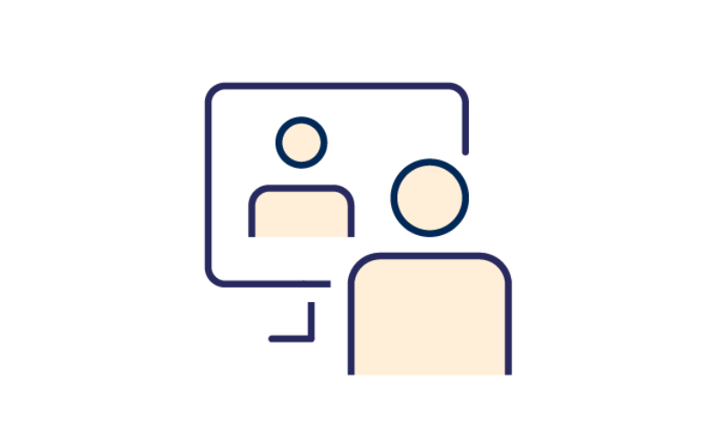 Två personer i digitalt möte, illustration